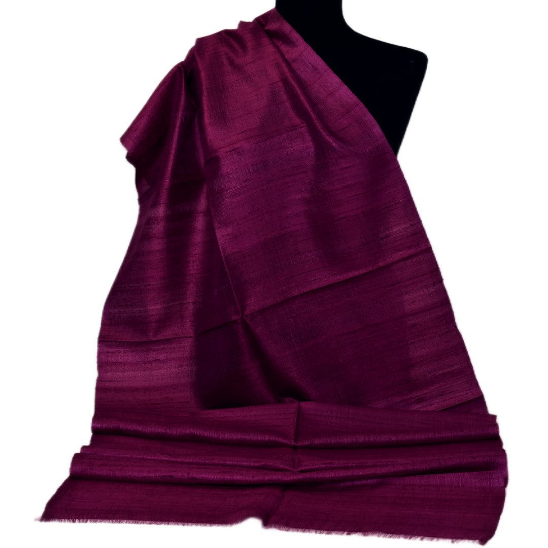 Esarfa-Sal din Matase Naturala Dupioni Raw Silk - Wine Magenta Shade -> Cod: DupioniPureSilk6