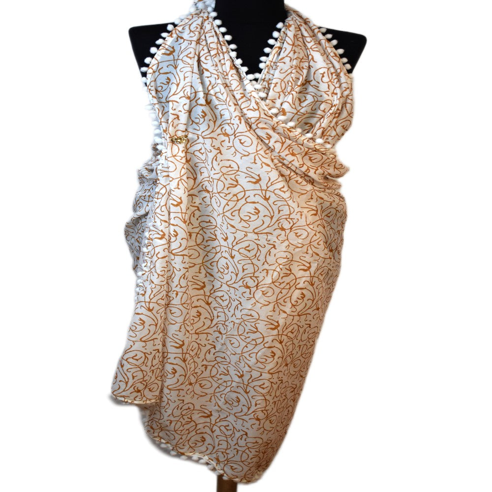 Pareo/ Sarong/ Esarfa de Plaja - 100% Bumbac cu Handblock printing -> Cod: Mulmul Cotton5