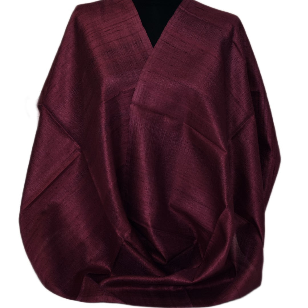 Esarfa-Sal din Matase Naturala Dupioni Raw Silk - Wine Magenta Shade -> Cod: DupioniPureSilk6