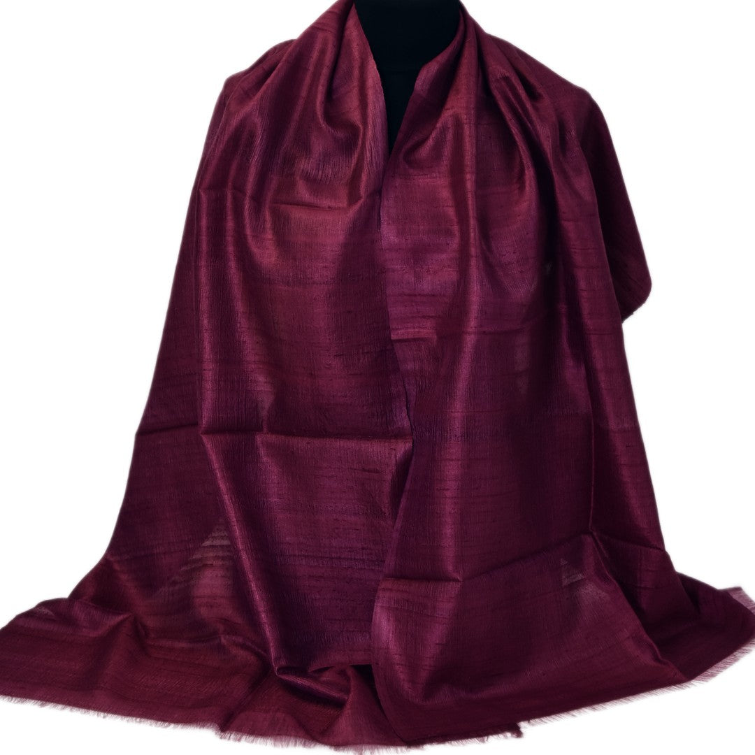 Esarfa-Sal din Matase Naturala Dupioni Raw Silk - Wine Magenta Shade -> Cod: DupioniPureSilk6
