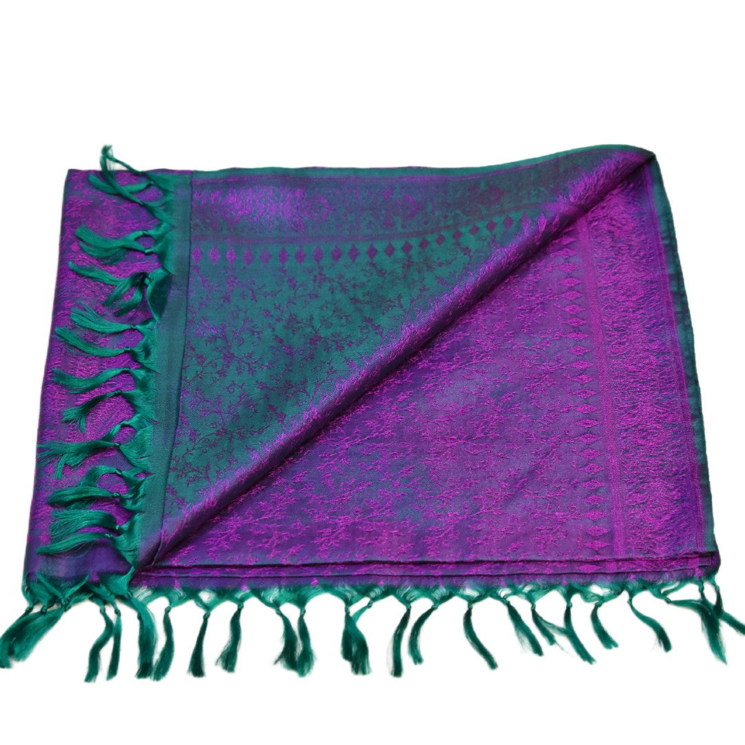 Sal din Matase Naturala de Varanasi - > Emerald Green & Mov->  Cod: HANDMADE2