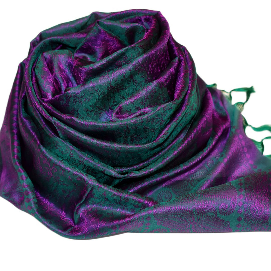 Sal din Matase Naturala de Varanasi - > Emerald Green & Mov->  Cod: HANDMADE2