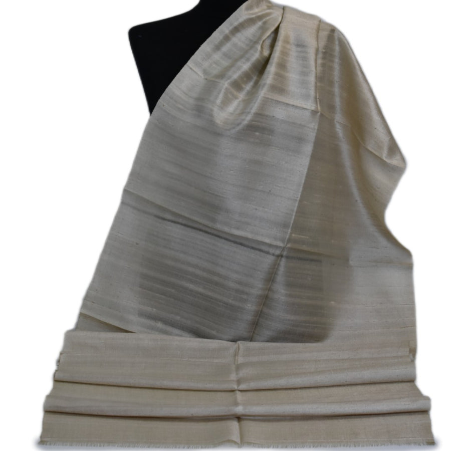 Esarfa-Sal din Matase Naturala Dupioni Raw Silk - Ivory Bej -> Cod: DupionPureSilk2