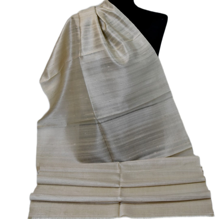 Esarfa-Sal din Matase Naturala Dupioni Raw Silk - Ivory Bej -> Cod: DupionPureSilk2