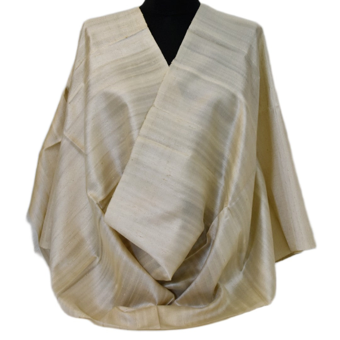 Esarfa-Sal din Matase Naturala Dupioni Raw Silk - Ivory Bej -> Cod: DupionPureSilk2