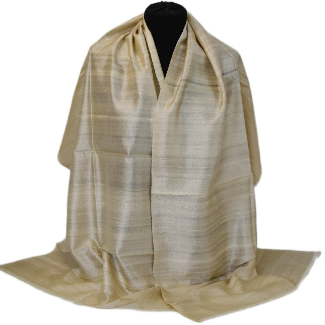 Esarfa-Sal din Matase Naturala Dupioni Raw Silk - Ivory Bej -> Cod: DupionPureSilk2