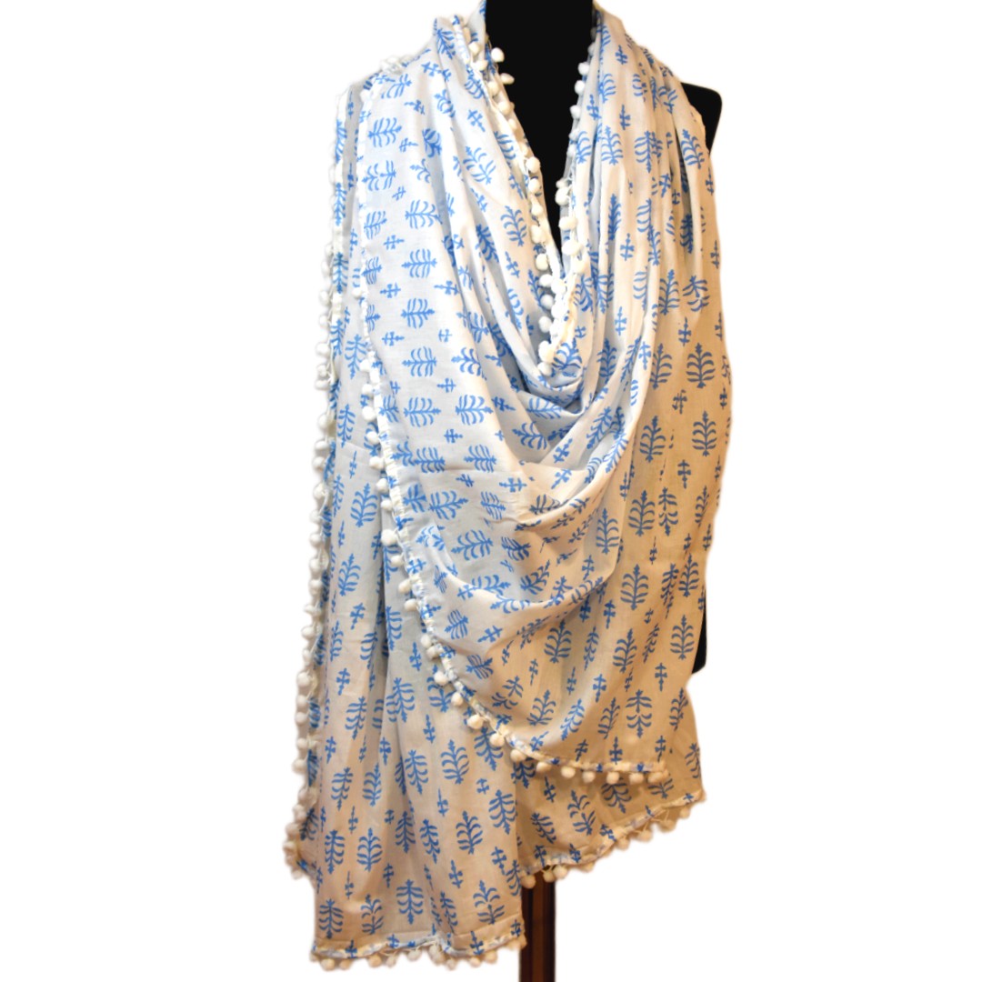 Pareo/ Sarong/ Esarfa de Plaja - 100% Bumbac cu Handblock printing -> Cod: Mulmul Cotton7