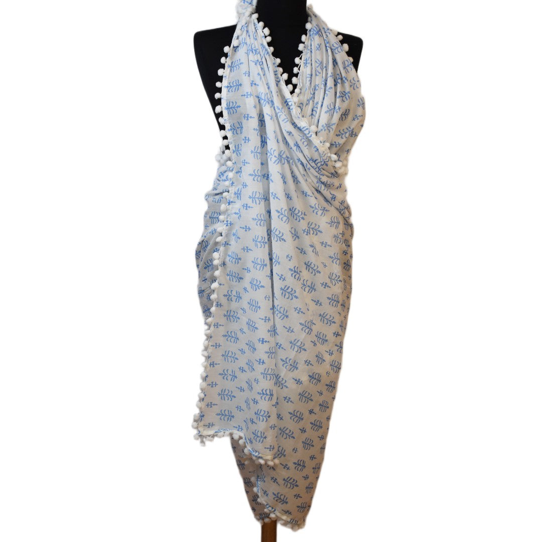 Pareo/ Sarong/ Esarfa de Plaja - 100% Bumbac cu Handblock printing -> Cod: Mulmul Cotton7