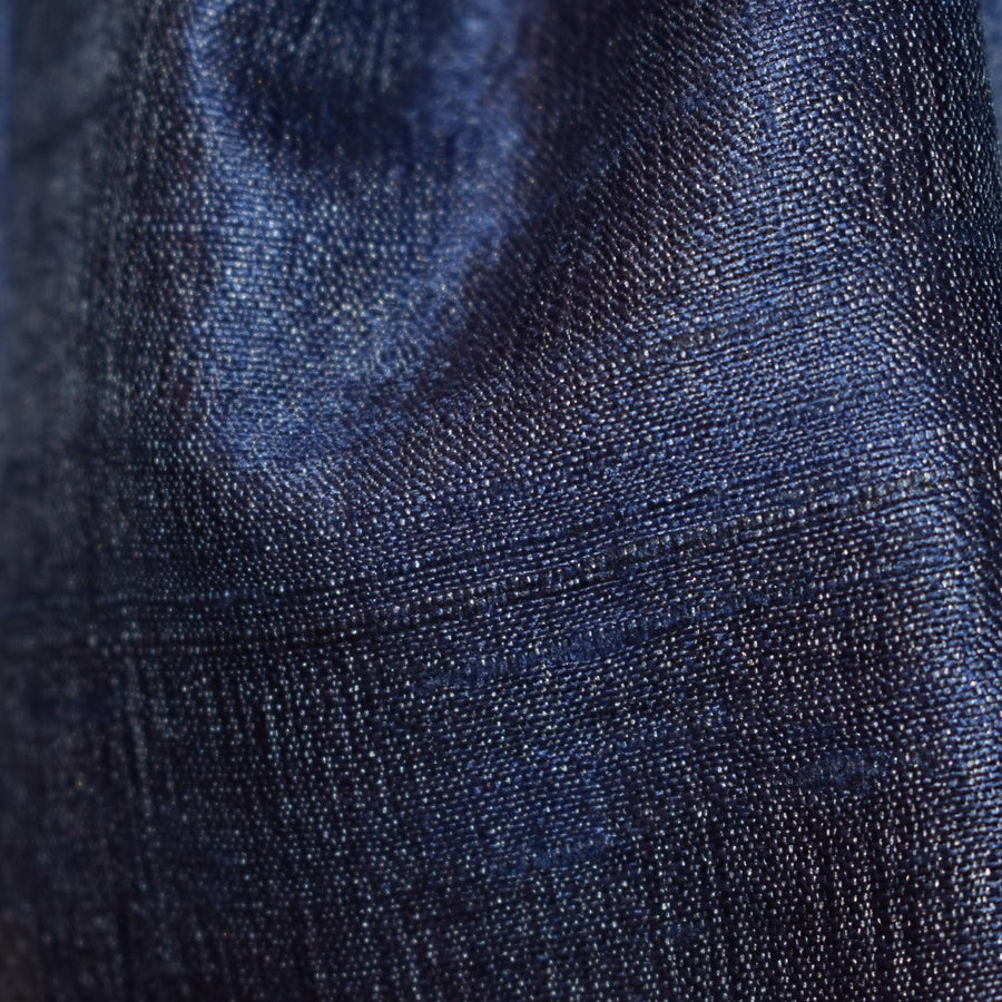 Esarfa-Sal din Matase Naturala Dupioni Raw Silk - Navy Indigo -> Cod: DupionPureSilk8