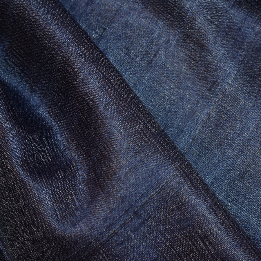 Esarfa-Sal din Matase Naturala Dupioni Raw Silk - Navy Indigo -> Cod: DupionPureSilk8