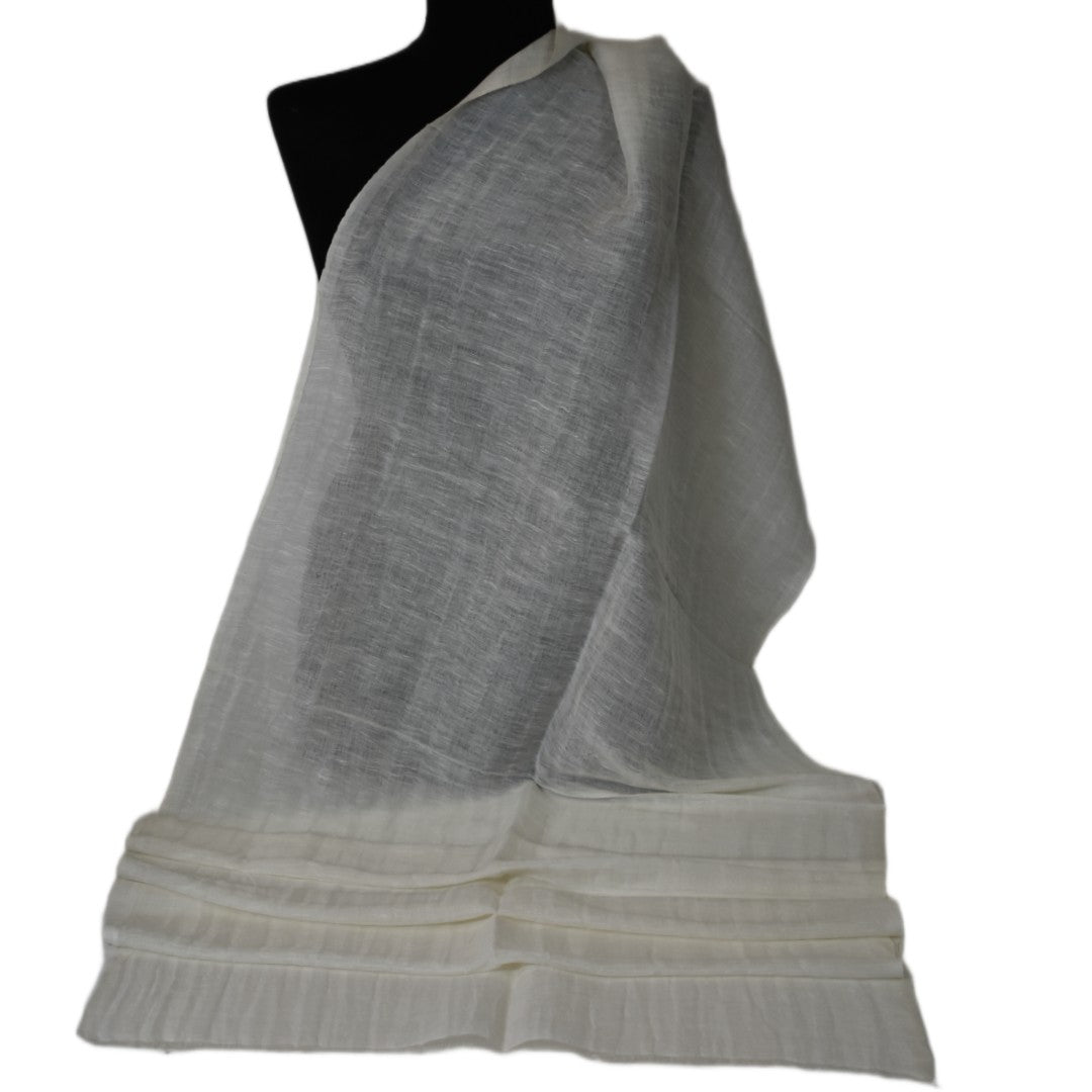 Eșarfă–Șal din Matase Naturala &In (LinenSilk) - Alb SNOW - Cod: LinenSilk4