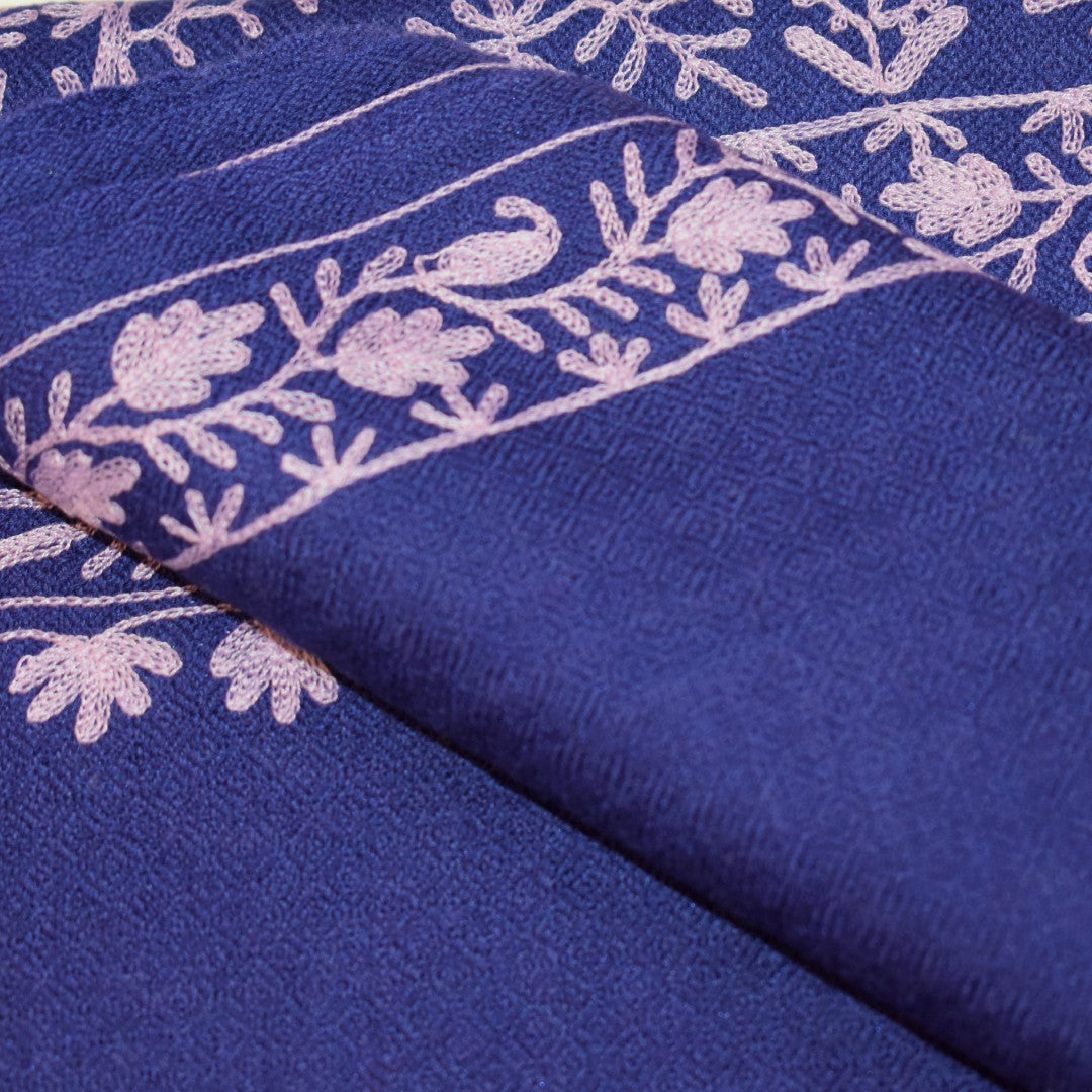 Esarfa Sal Casmir cu Broderie din Matase –Mov Ametist/Lilac - Finete si Eleganta in orice Sezon -> Cod: CASHMBROD4