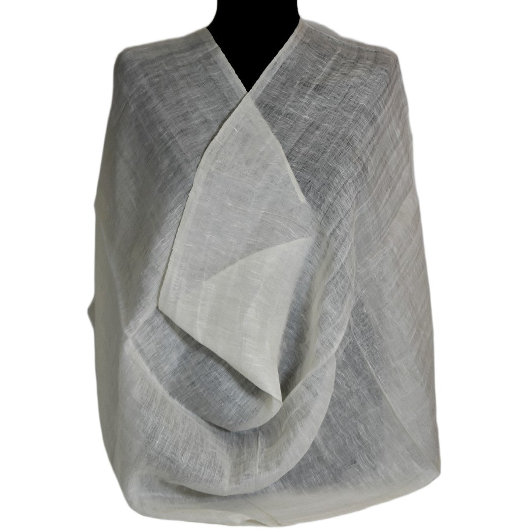 Eșarfă–Șal din Matase Naturala &In (LinenSilk) - Alb SNOW - Cod: LinenSilk4