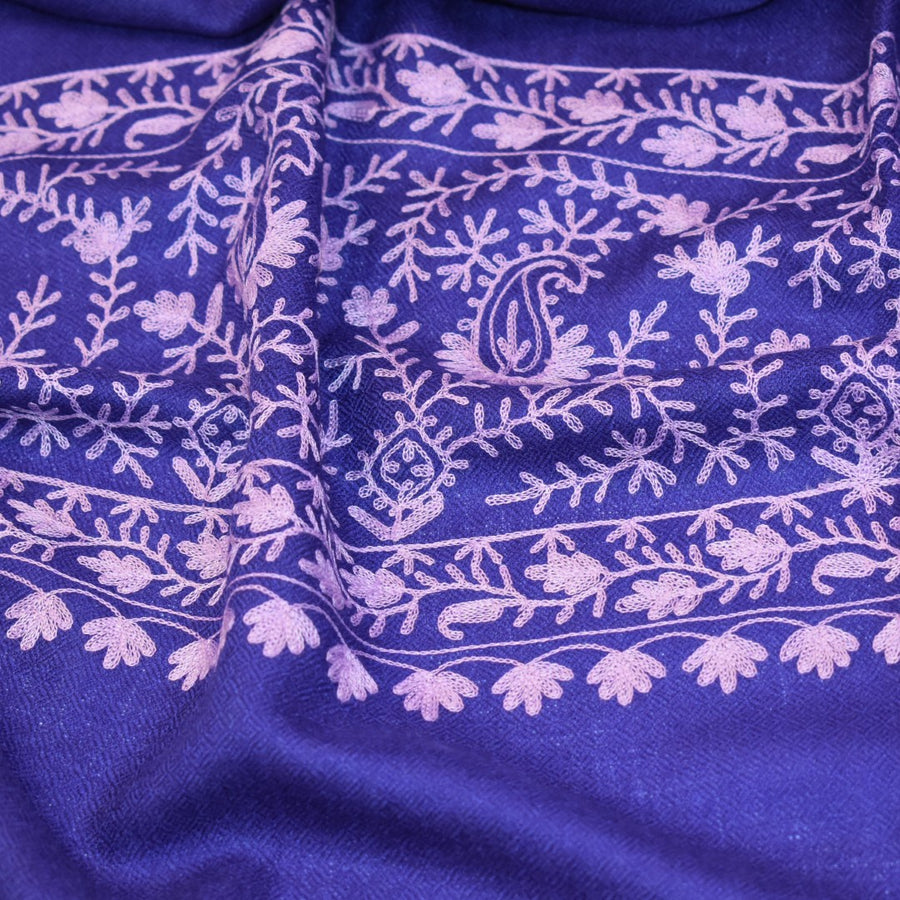 Esarfa Sal Casmir cu Broderie din Matase –Mov Ametist/Lilac - Finete si Eleganta in orice Sezon -> Cod: CASHMBROD4