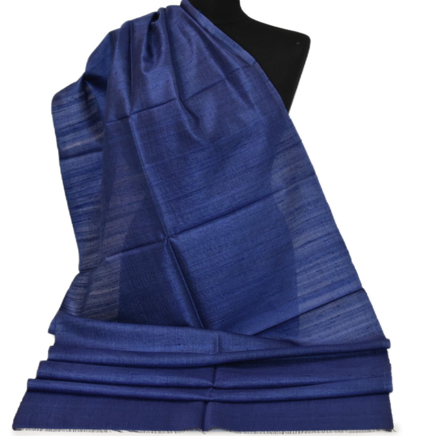 Esarfa-Sal din Matase Naturala Dupioni Raw Silk - Navy Indigo -> Cod: DupionPureSilk8