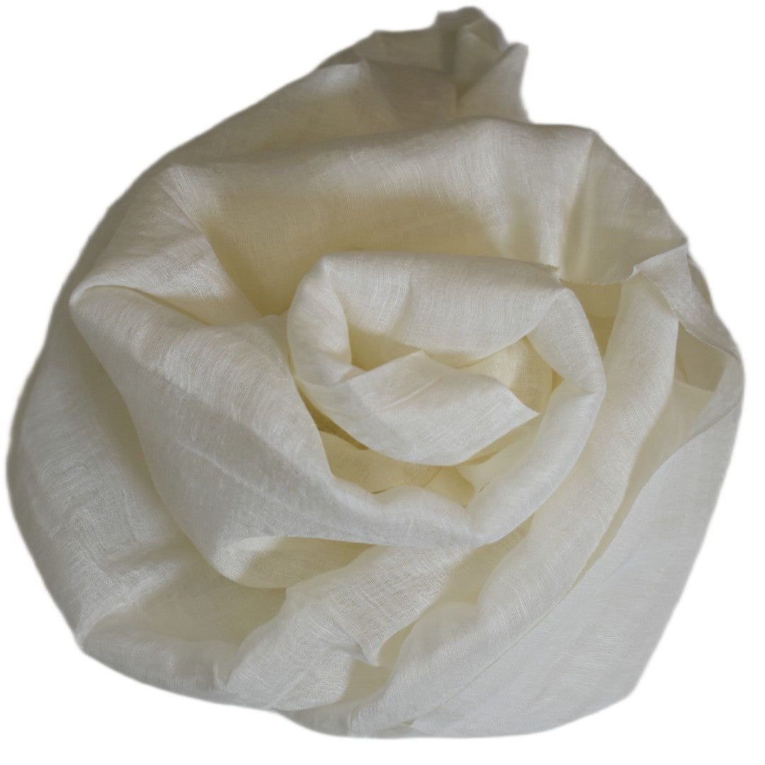 Eșarfă–Șal din Matase Naturala &In (LinenSilk) - Alb SNOW - Cod: LinenSilk4
