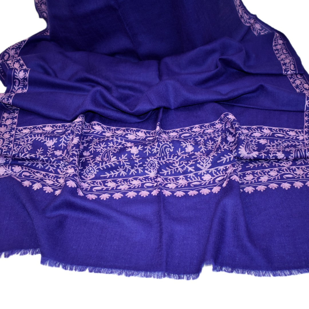 Esarfa Sal Casmir cu Broderie din Matase –Mov Ametist/Lilac - Finete si Eleganta in orice Sezon -> Cod: CASHMBROD4