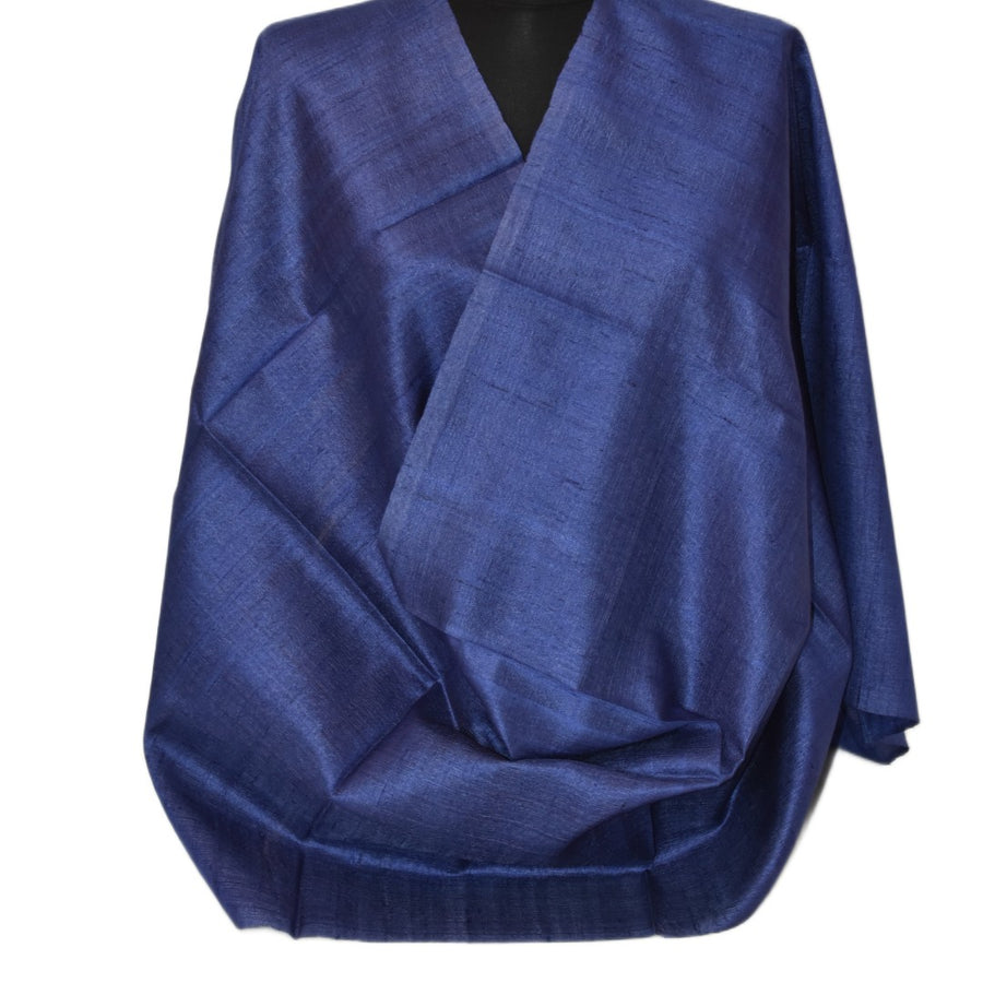 Esarfa-Sal din Matase Naturala Dupioni Raw Silk - Navy Indigo -> Cod: DupionPureSilk8