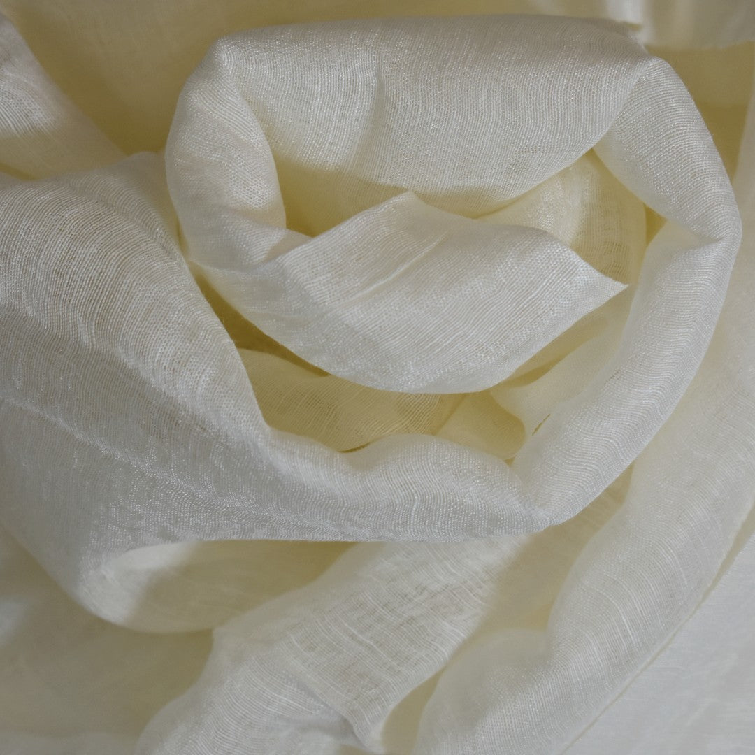 Eșarfă–Șal din Matase Naturala &In (LinenSilk) - Alb SNOW - Cod: LinenSilk4