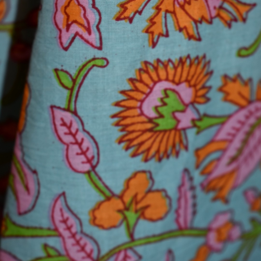 Pareo/ Sarong/ Esarfa de Plaja - 100% Bumbac cu Block printing -> Cod: Mulmul Cotton8