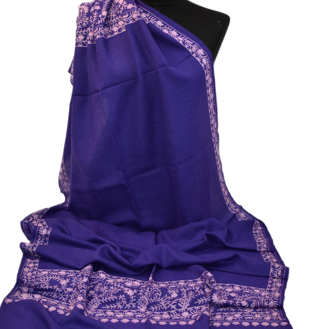 Esarfa Sal Casmir cu Broderie din Matase –Mov Ametist/Lilac - Finete si Eleganta in orice Sezon -> Cod: CASHMBROD4