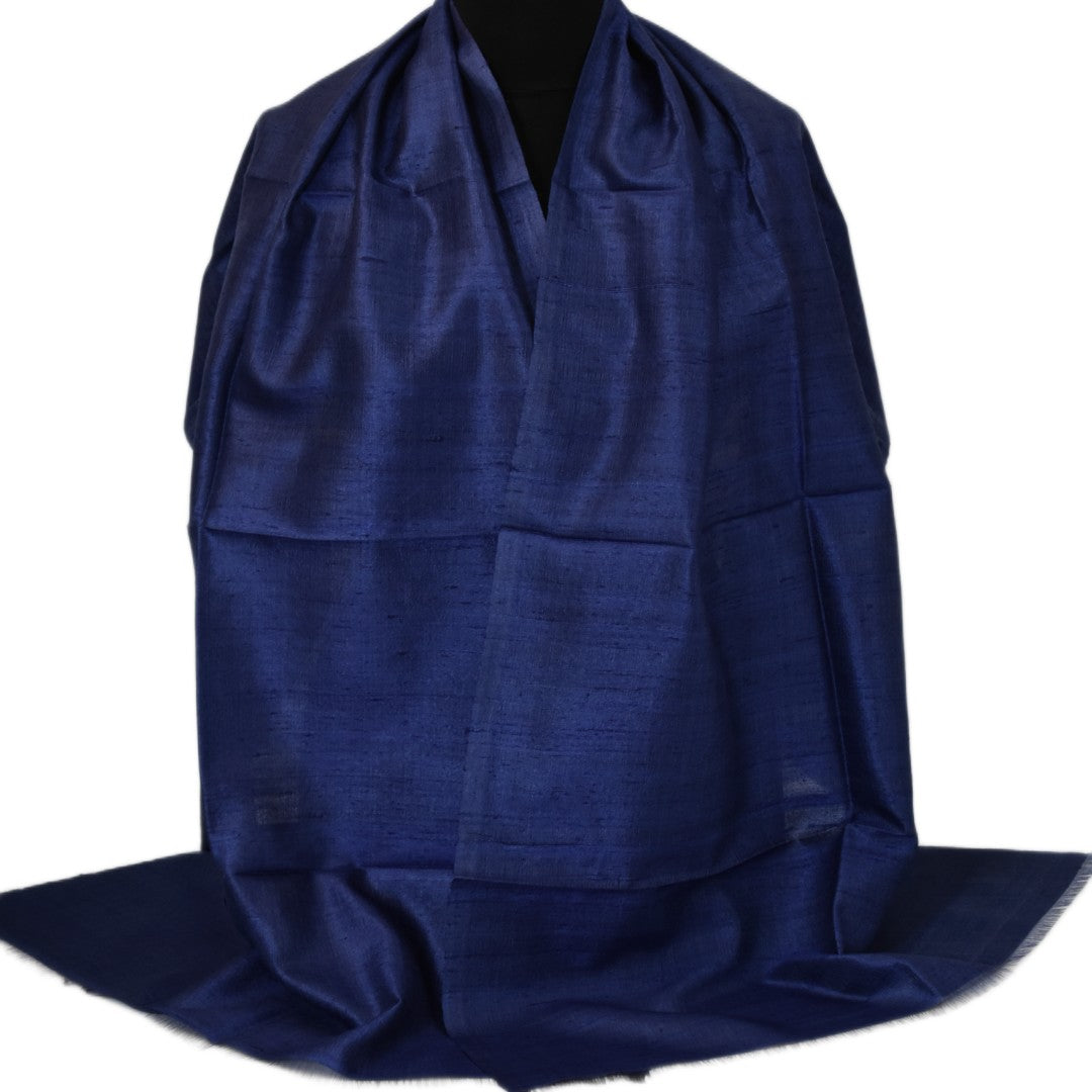 Esarfa-Sal din Matase Naturala Dupioni Raw Silk - Navy Indigo -> Cod: DupionPureSilk8