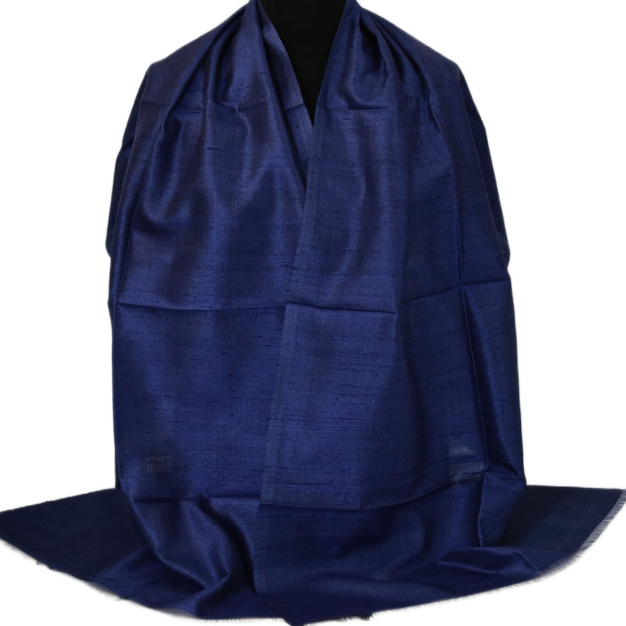 Esarfa-Sal din Matase Naturala Dupioni Raw Silk - Navy Indigo -> Cod: DupionPureSilk8