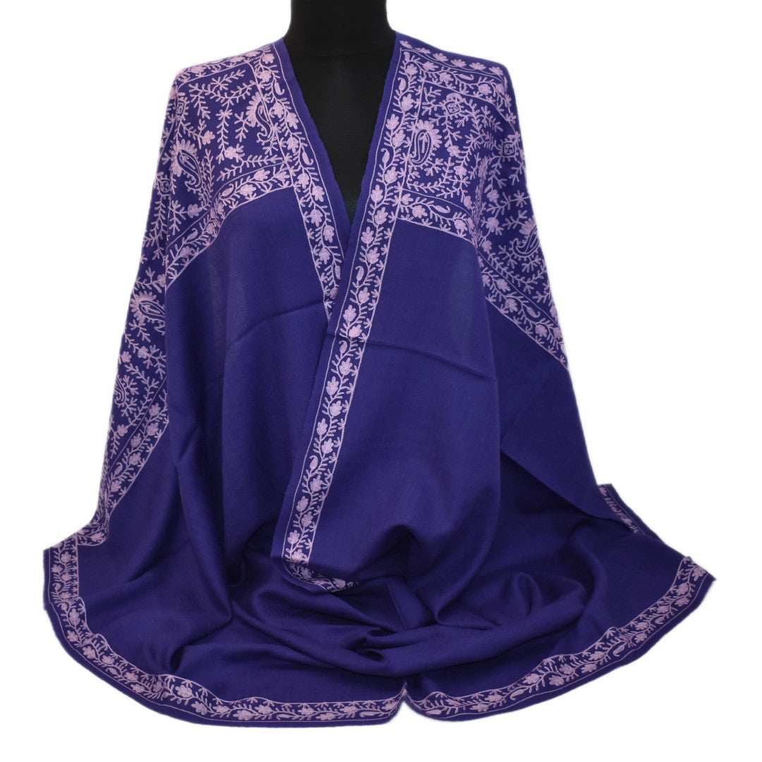 Esarfa Sal Casmir cu Broderie din Matase –Mov Ametist/Lilac - Finete si Eleganta in orice Sezon -> Cod: CASHMBROD4