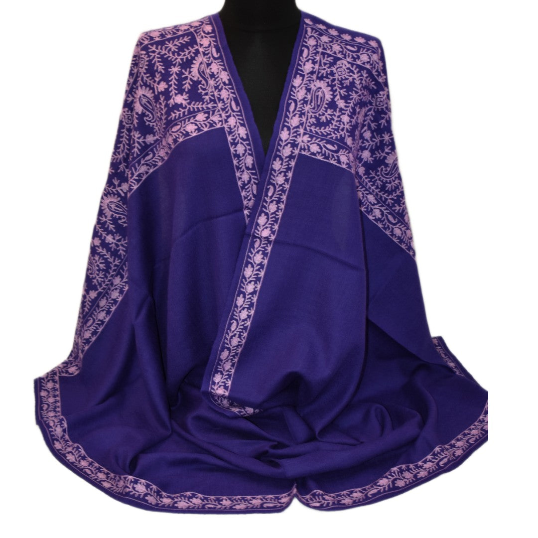 Esarfa Sal Casmir cu Broderie din Matase –Mov Ametist/Lilac - Finete si Eleganta in orice Sezon -> Cod: CASHMBROD4