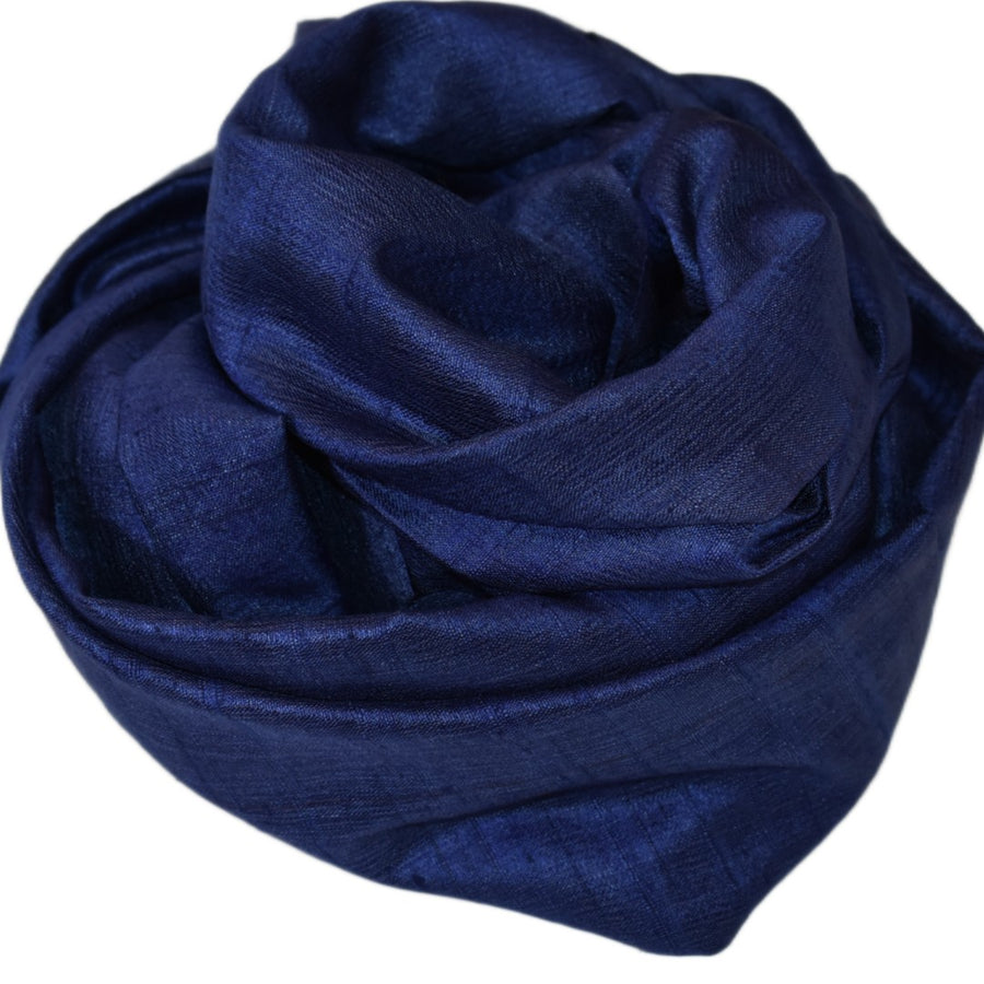 Esarfa-Sal din Matase Naturala Dupioni Raw Silk - Navy Indigo -> Cod: DupionPureSilk8