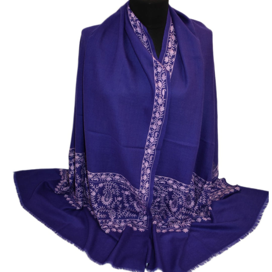 Esarfa Sal Casmir cu Broderie din Matase –Mov Ametist/Lilac - Finete si Eleganta in orice Sezon -> Cod: CASHMBROD4