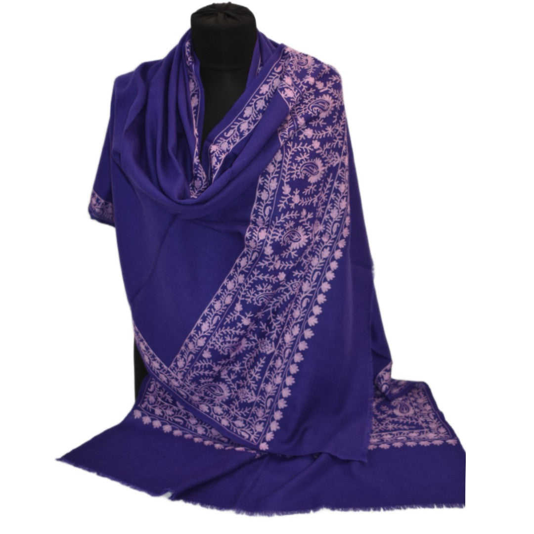 Esarfa Sal Casmir cu Broderie din Matase –Mov Ametist/Lilac - Finete si Eleganta in orice Sezon -> Cod: CASHMBROD4
