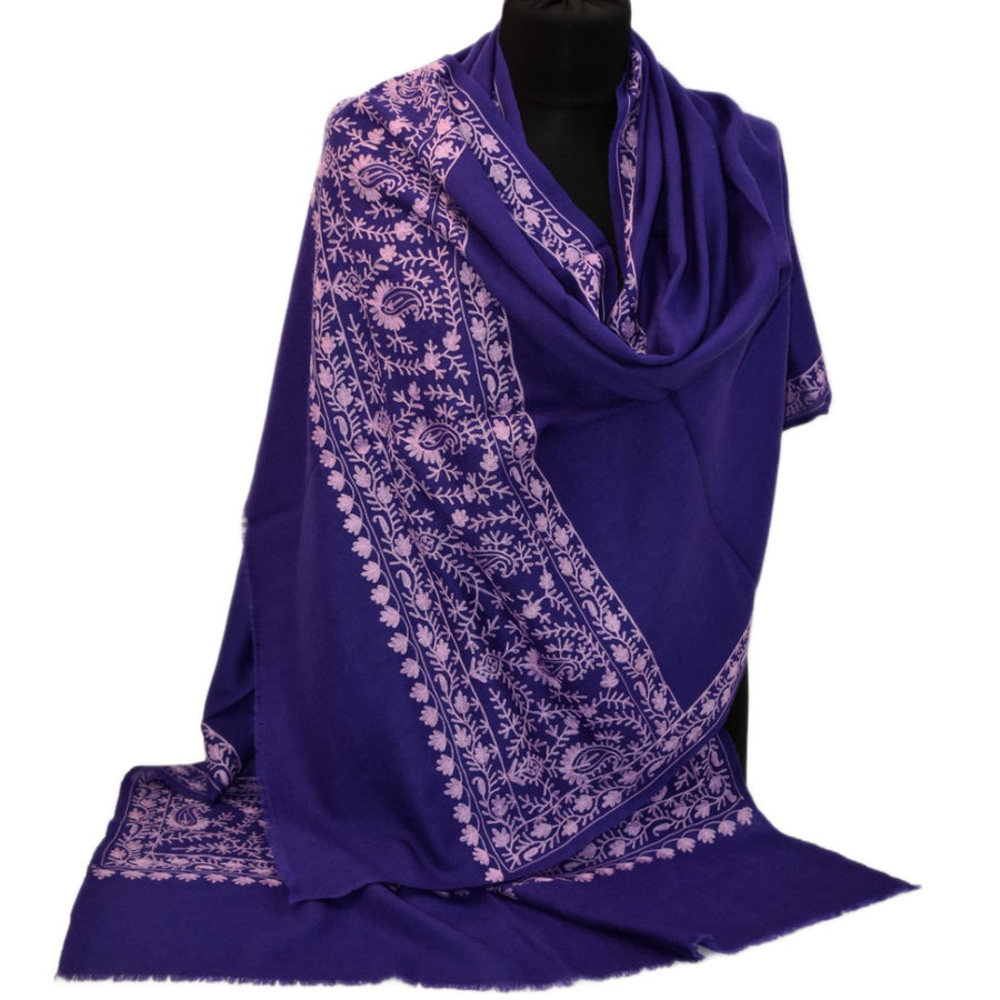 Esarfa Sal Casmir cu Broderie din Matase –Mov Ametist/Lilac - Finete si Eleganta in orice Sezon -> Cod: CASHMBROD4