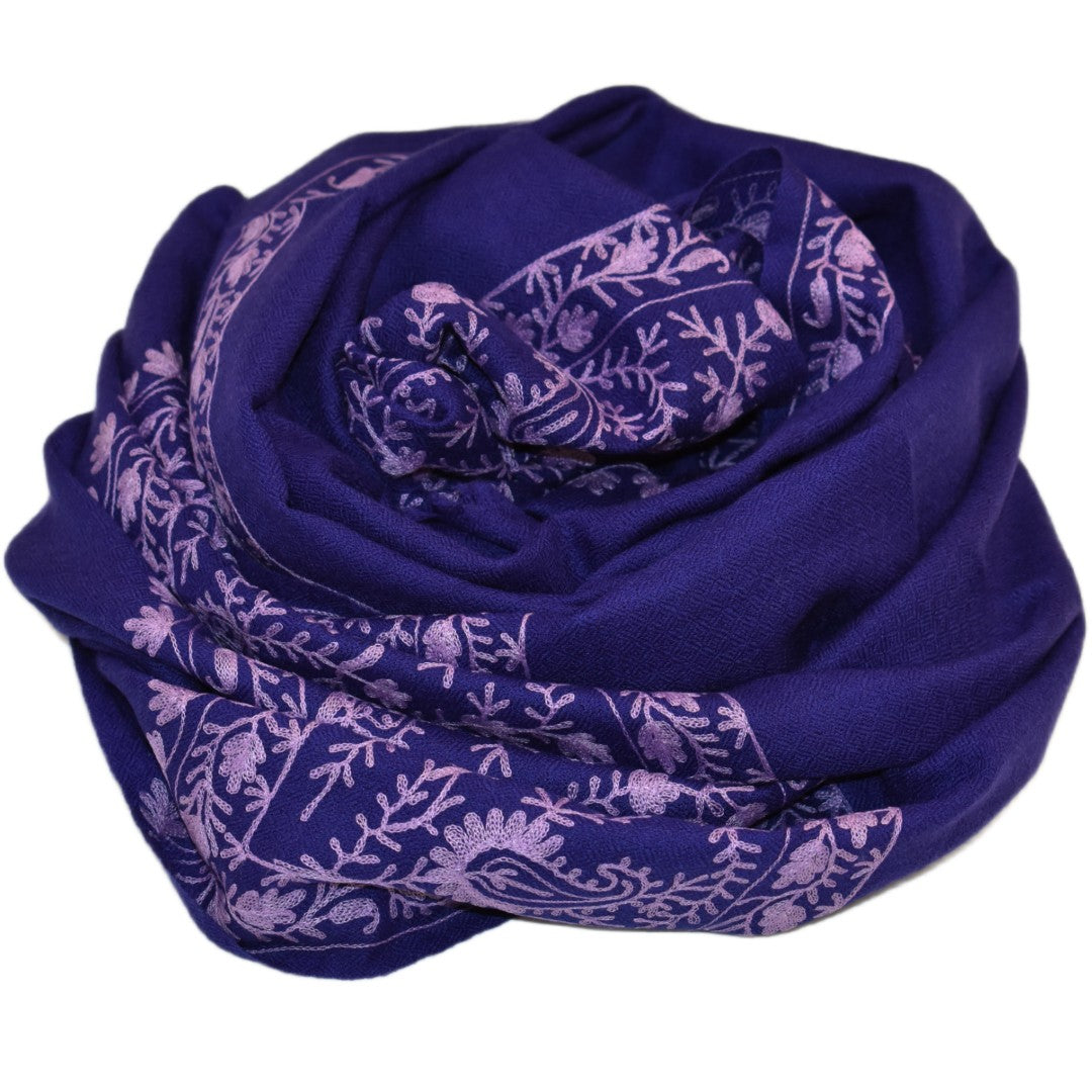 Esarfa Sal Casmir cu Broderie din Matase –Mov Ametist/Lilac - Finete si Eleganta in orice Sezon -> Cod: CASHMBROD4