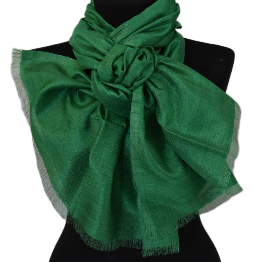 Esarfa-Sal din Matase Naturala Dupioni Raw Silk - Verde Smarald -> Cod:Dupion46