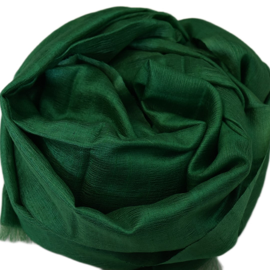 Esarfa-Sal din Matase Naturala Dupioni Raw Silk - Verde Smarald -> Cod:Dupion46