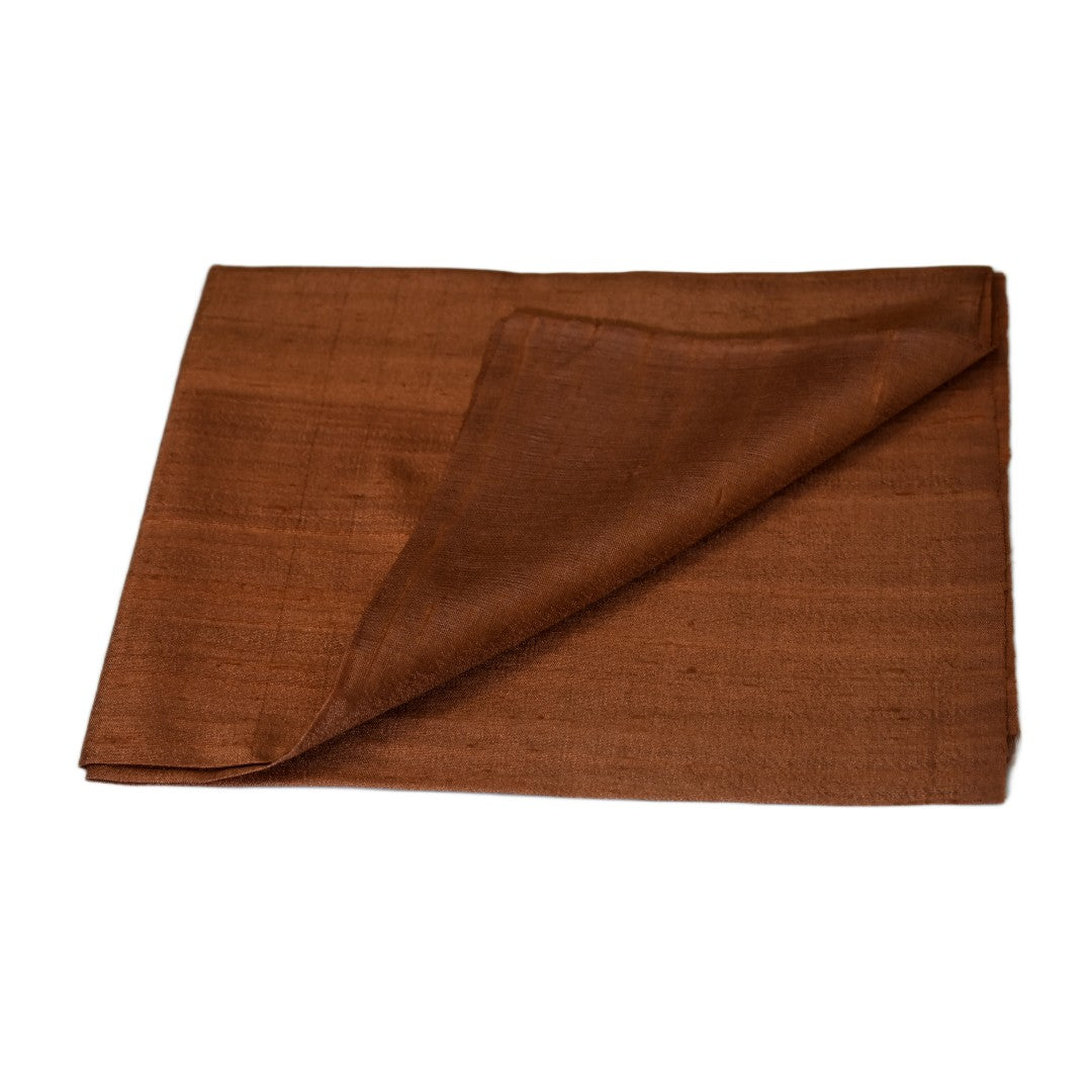 Esarfa-Sal din Matase Naturala Dupioni Raw Silk - Ruginiu/Aramiu -> Cod: DupionPureSilk9