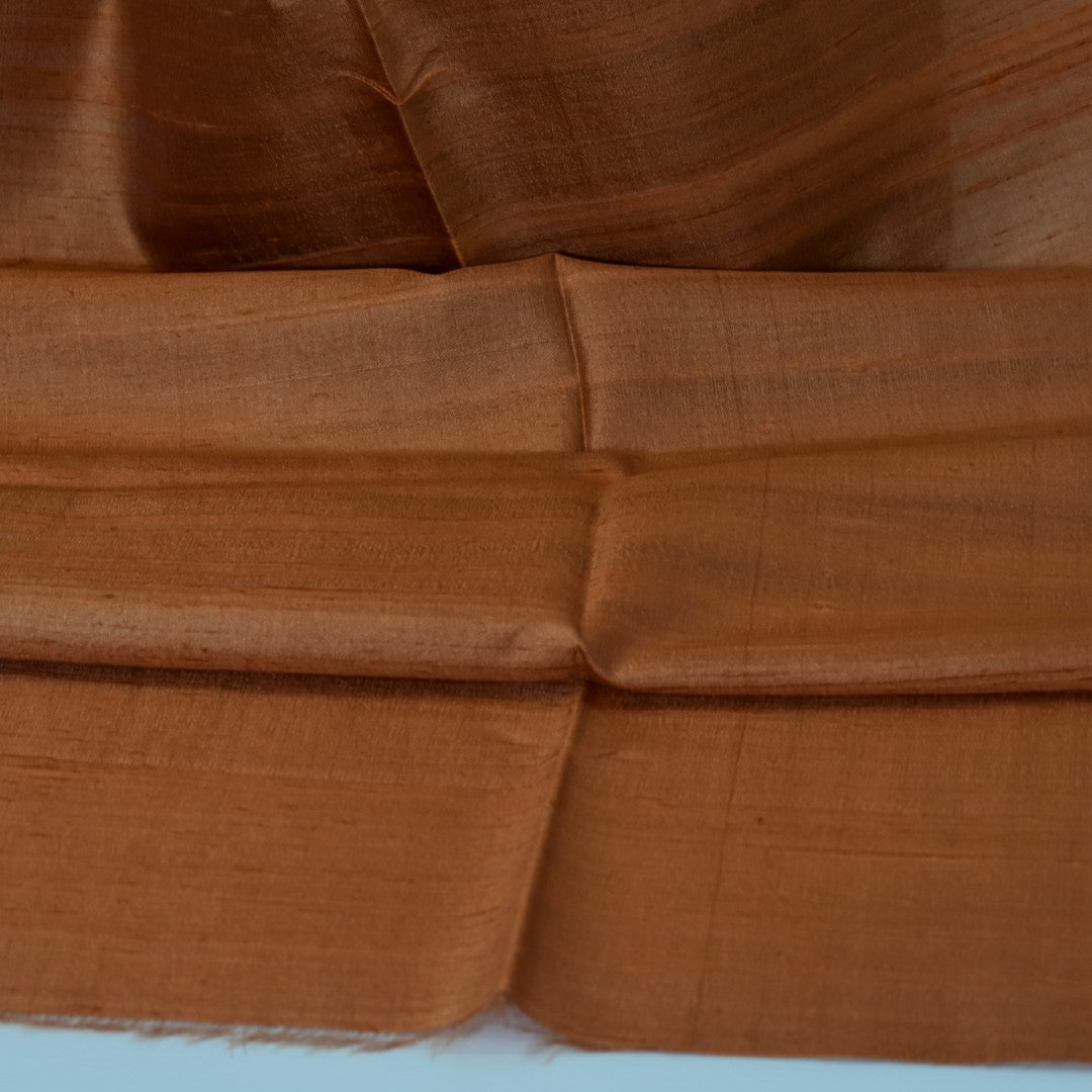 Esarfa-Sal din Matase Naturala Dupioni Raw Silk - Ruginiu/Aramiu -> Cod: DupionPureSilk9
