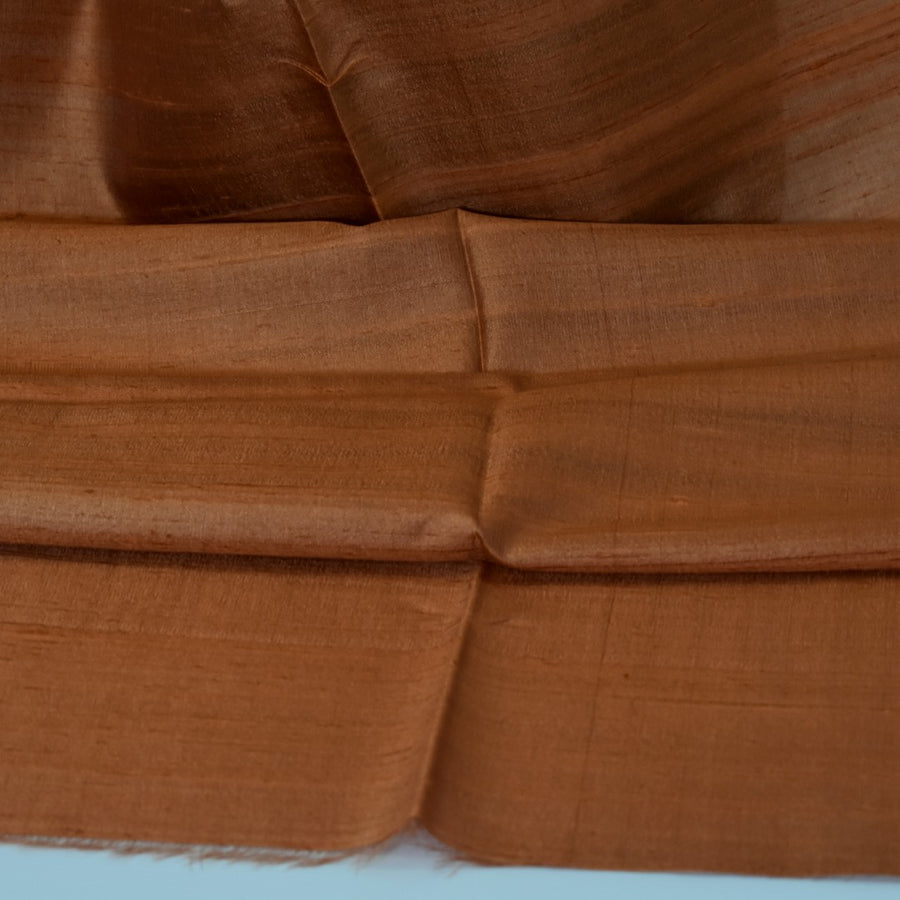 Esarfa-Sal din Matase Naturala Dupioni Raw Silk - Ruginiu/Aramiu -> Cod: DupionPureSilk9