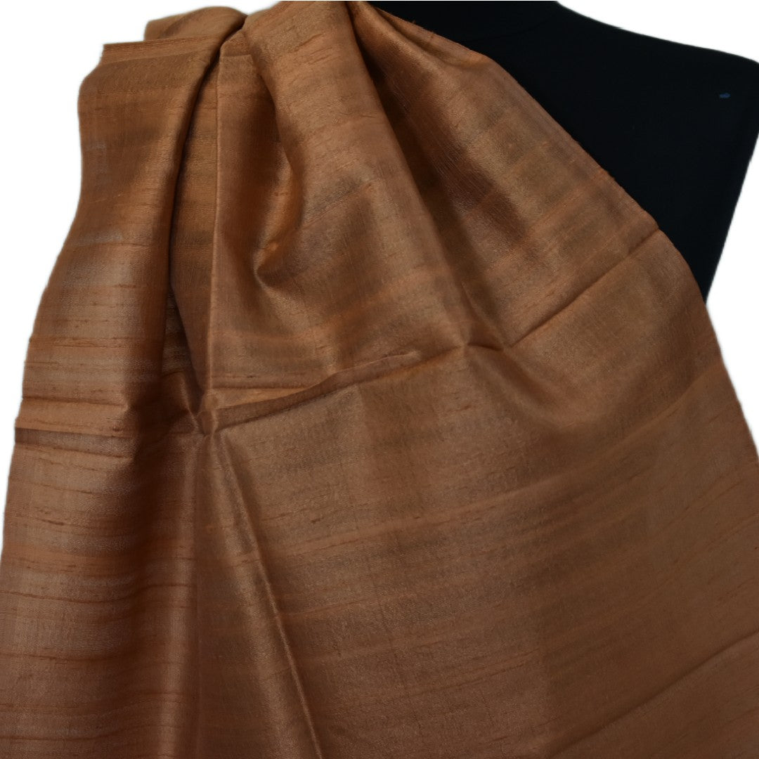 Esarfa-Sal din Matase Naturala Dupioni Raw Silk - Ruginiu/Aramiu -> Cod: DupionPureSilk9