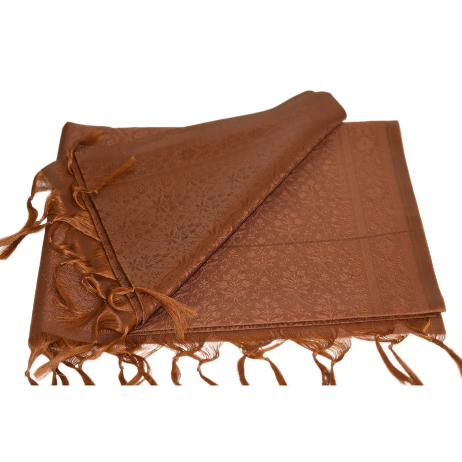 Brown scarf with fringes on a white background