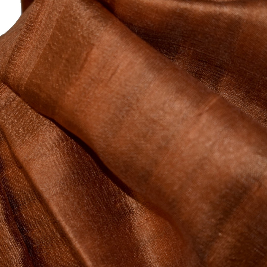 Esarfa-Sal din Matase Naturala Dupioni Raw Silk - Ruginiu/Aramiu -> Cod: DupionPureSilk9