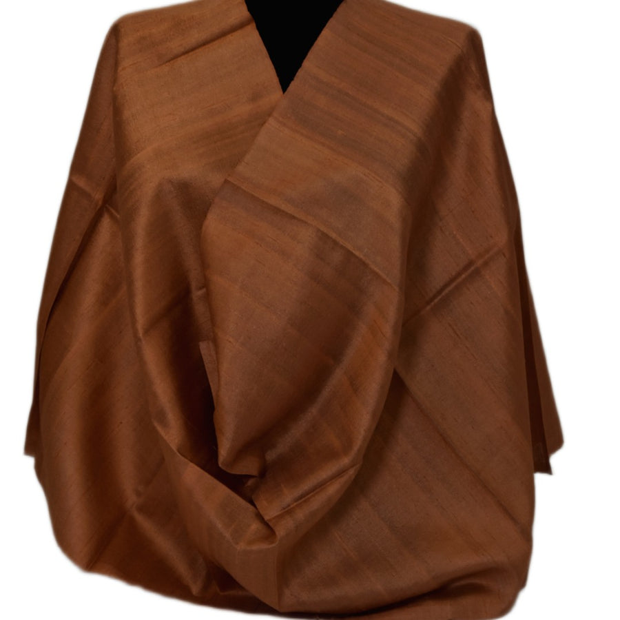 Esarfa-Sal din Matase Naturala Dupioni Raw Silk - Ruginiu/Aramiu -> Cod: DupionPureSilk9