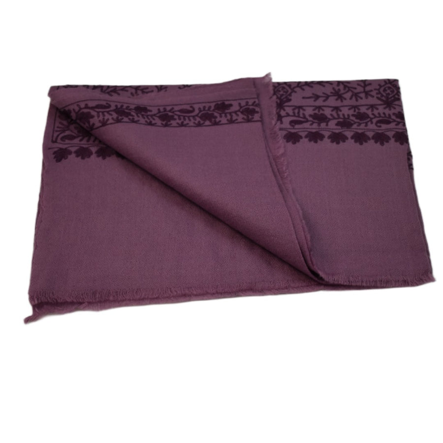 Esarfa Sal Casmir cu Broderie din Matase – Plum/Aubergine- Finete si Eleganta in orice Sezon -> Cod: CASHMBROD6