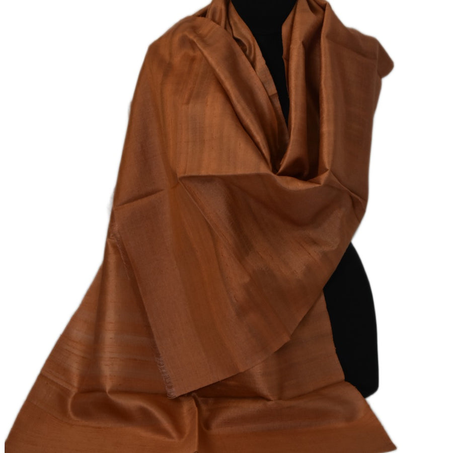 Esarfa-Sal din Matase Naturala Dupioni Raw Silk - Ruginiu/Aramiu -> Cod: DupionPureSilk9