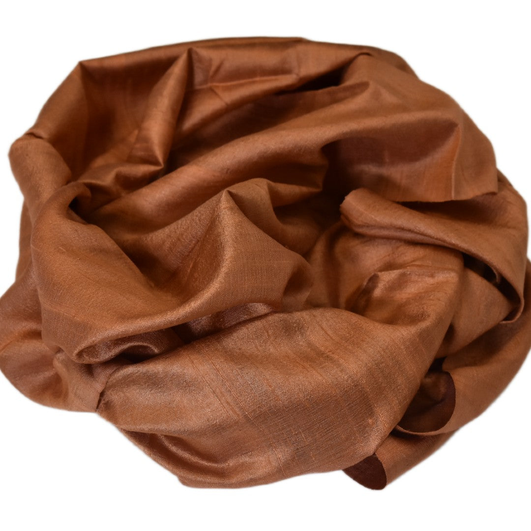 Esarfa-Sal din Matase Naturala Dupioni Raw Silk - Ruginiu/Aramiu -> Cod: DupionPureSilk9