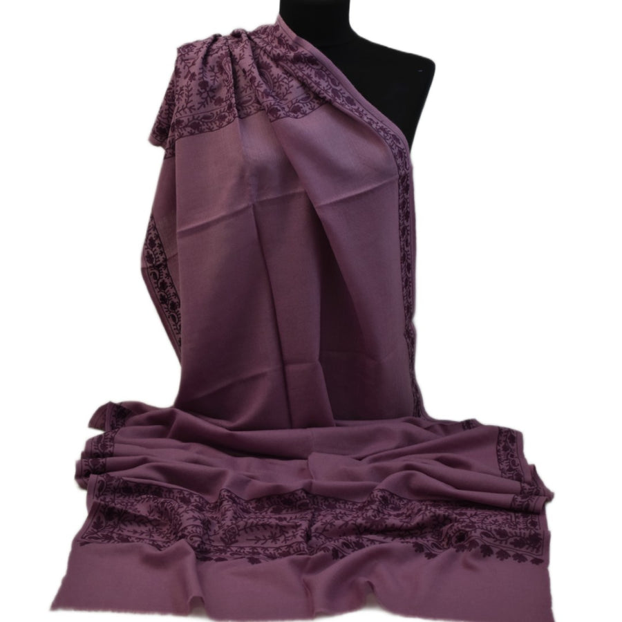 Esarfa Sal Casmir cu Broderie din Matase – Plum/Aubergine- Finete si Eleganta in orice Sezon -> Cod: CASHMBROD6