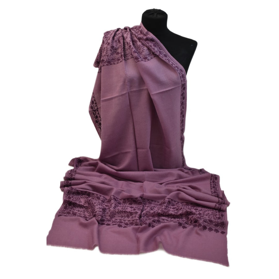 Esarfa Sal Casmir cu Broderie din Matase – Plum/Aubergine- Finete si Eleganta in orice Sezon -> Cod: CASHMBROD6