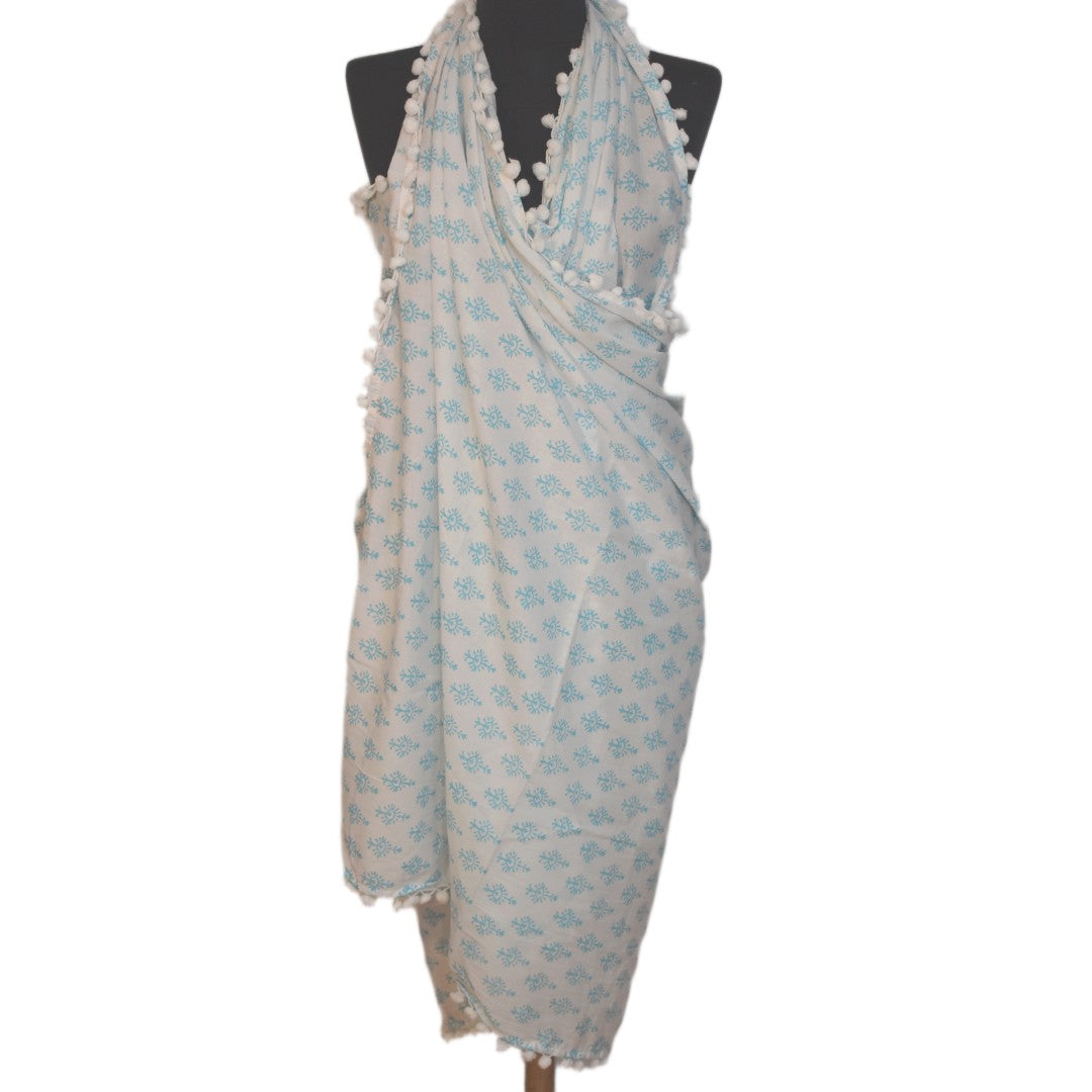 Pareo/ Sarong/ Esarfa de Plaja - 100% Bumbac cu Handblock printing -> Cod: Mulmul Cotton10