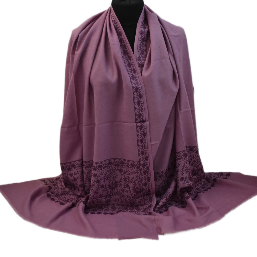 Esarfa Sal Casmir cu Broderie din Matase – Plum/Aubergine- Finete si Eleganta in orice Sezon -> Cod: CASHMBROD6